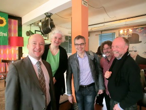 v.l.r.: Stephan Kelbert, Monika Fuhrig, Dr. Gerhard Schick, Martin Bauch-Grünewald, Jürgen Zinn